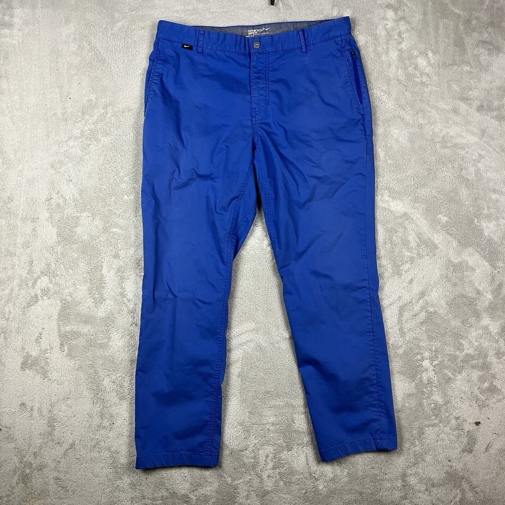Nike Golf Pants Mens 34x29 Blue Modern Dri Fit Snap Button Straight Leg Outdoor